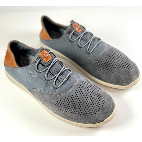 Olukai Alapa Li Keu Shoes Mens Gray Suede Casual Sneakers 10418-6CFX Size 10 M - Picture 1 of 7